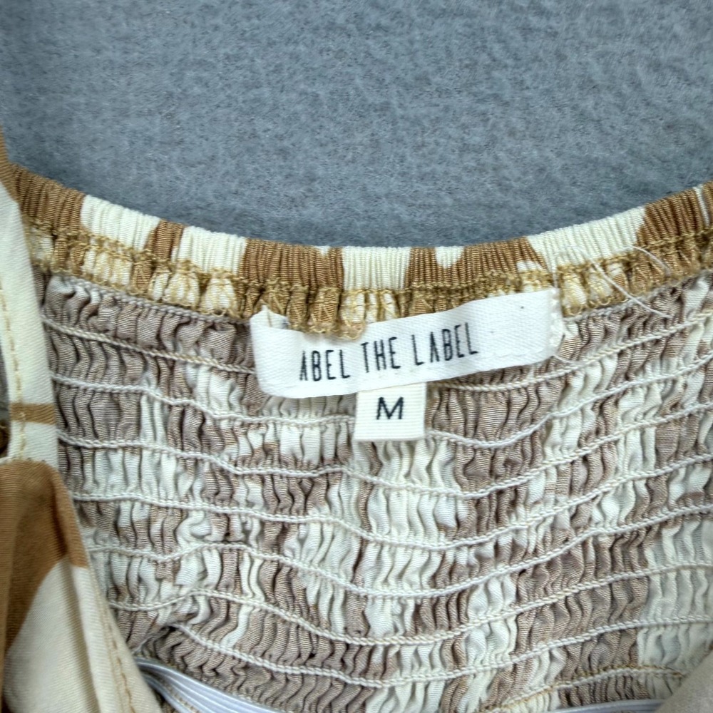 Abel the Label Slip Dress Womens M Brown White Floral Ruffle Hem Spaghetti Strap - Picture 9 of 11